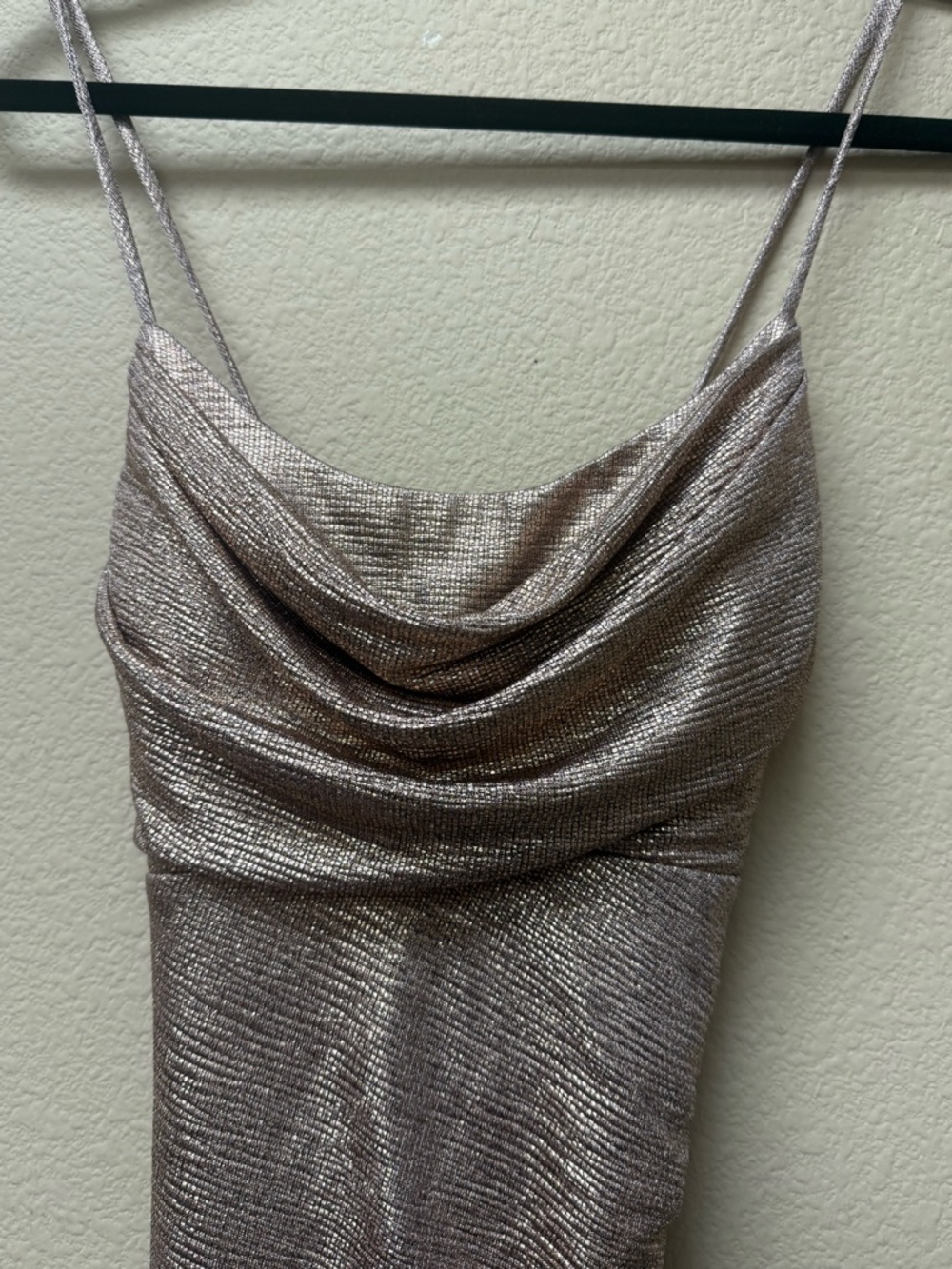 Night Way Collections Metallic Gold Cowl Neck Maxi Dress🤎